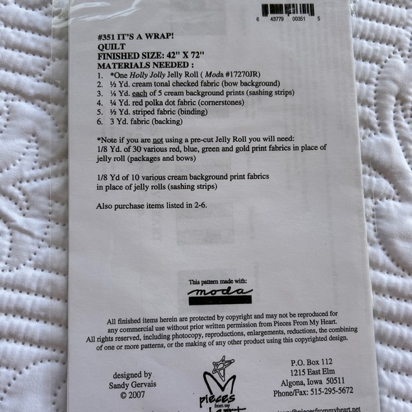 New Pieces From My Heart Quilt Pattern #351 It’s A Wrap Quilting Pattern - Picture 4 of 7